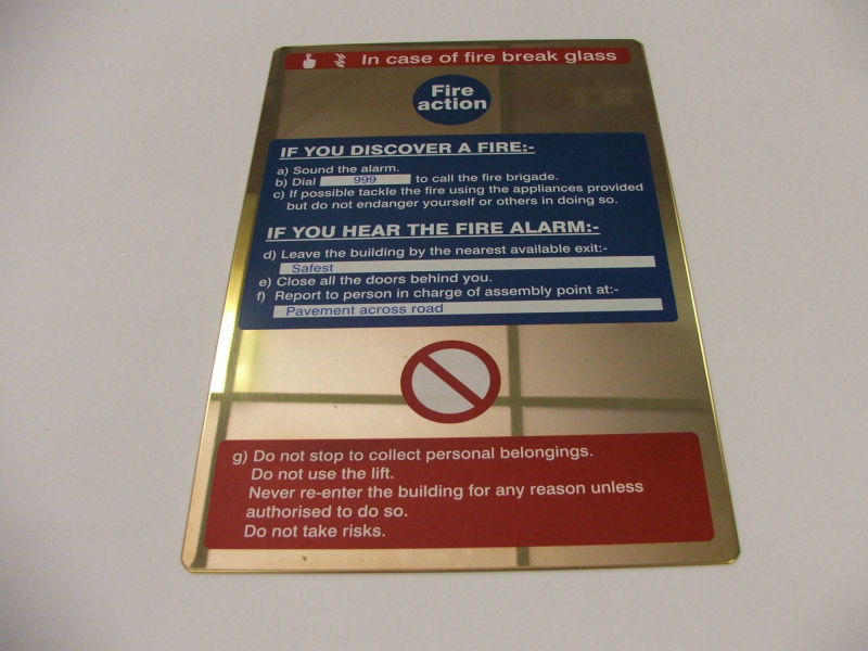engraved health & safety signage