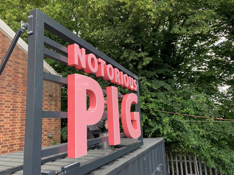 cattering truck sign