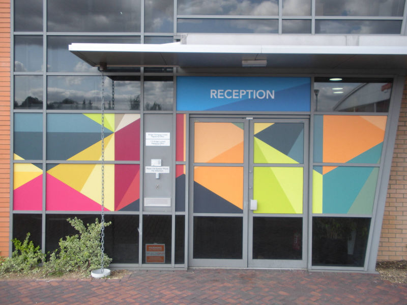 office reception window print and signage