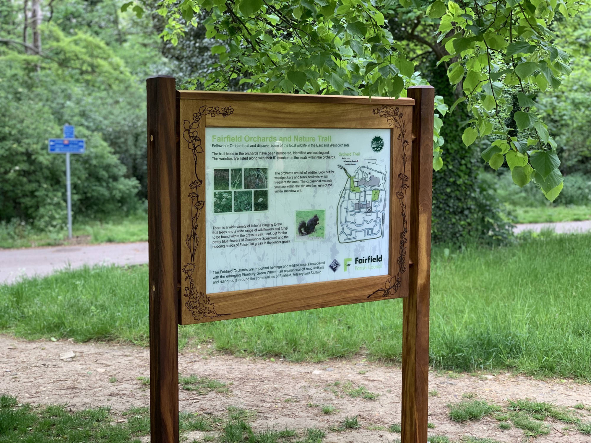 wooden engraved post signage 