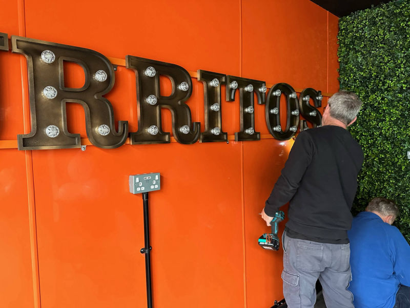 illuminated signage installation