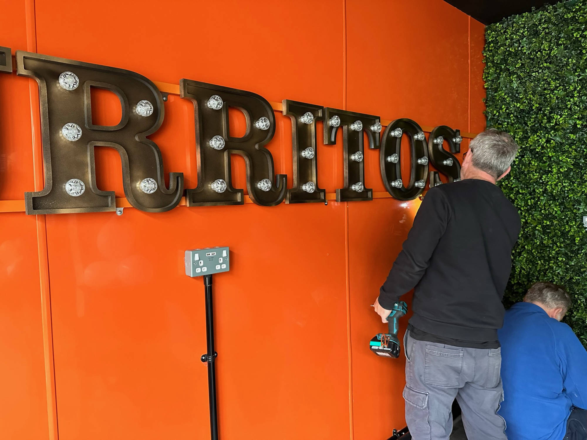 illuminated signage installation