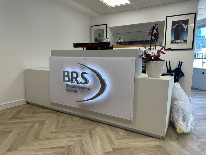 illuminated reception desk signage